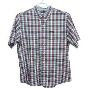 Chaps Mens XL Multicolor Plaid Short Sleeve Cotton Blend Button-Down